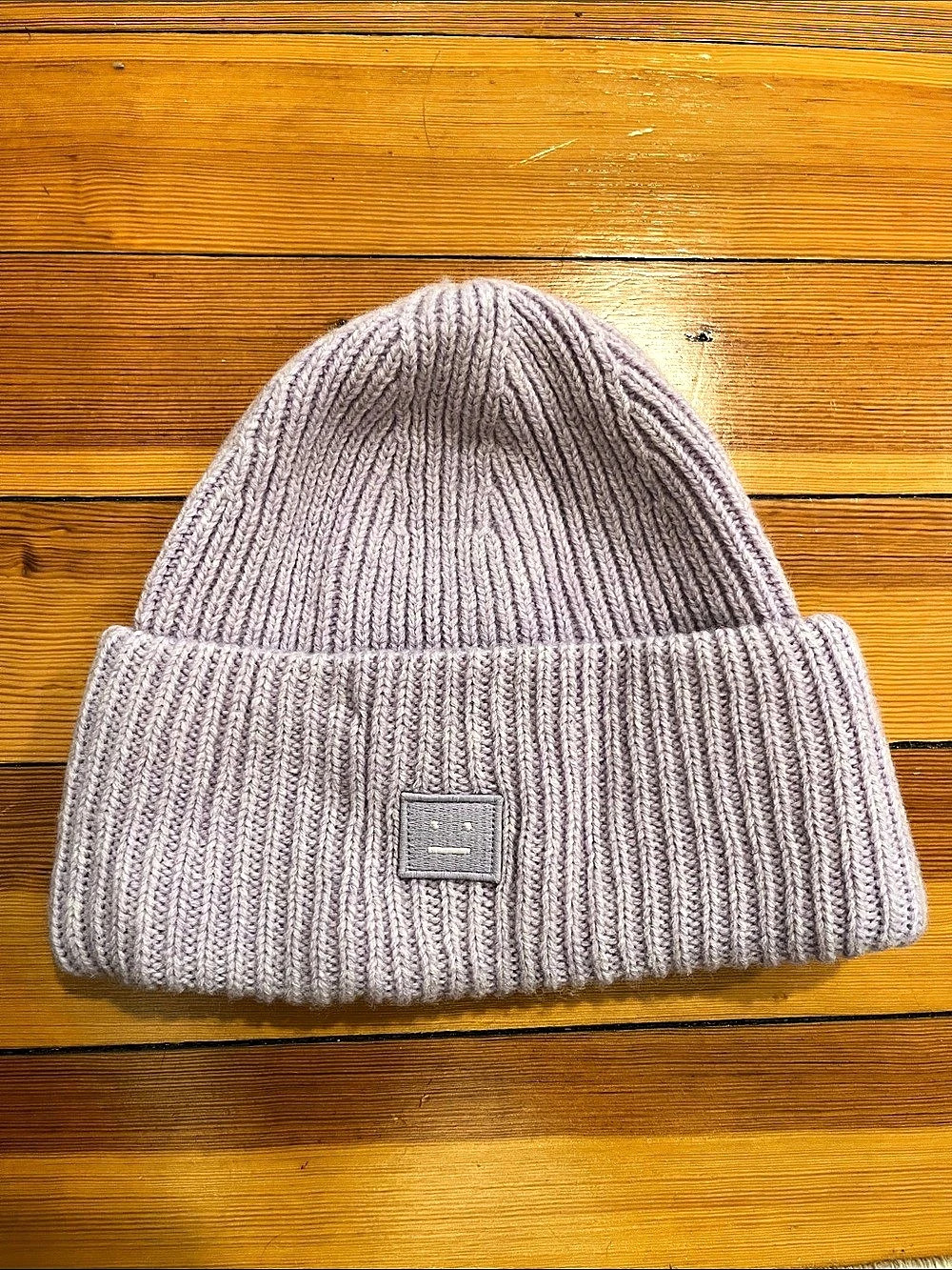 Acne Studios Small Face Logo Beanie in Purple